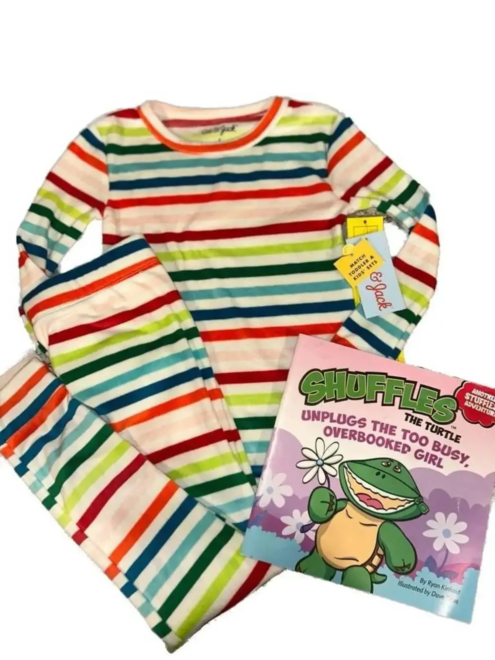 Cat & Jack Toddler Girls Rainbow Stripe Long Sleeve Pajama Set
